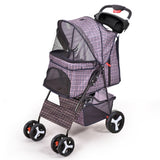 PaWz Large Pet Stroller Dog Cat Carrier Plaid ST1002-PLAID