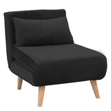 Sarantino Adjustable Chair Single Sofa Bed Faux Velvet - Black SOFA-M13-SUE-BK
