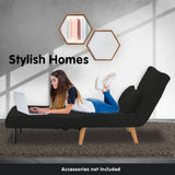 Sarantino Adjustable Chair Single Sofa Bed Faux Velvet - Black SOFA-M13-SUE-BK