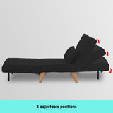 Sarantino Adjustable Chair Single Sofa Bed Faux Velvet - Black SOFA-M13-SUE-BK