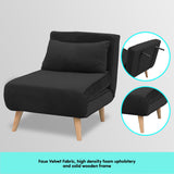 Sarantino Adjustable Chair Single Sofa Bed Faux Velvet - Black SOFA-M13-SUE-BK