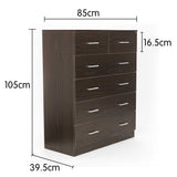 Tallboy Dresser 6 Chest of Drawers Cabinet 85 x 39.5 x 105 - Brown CBT-085-040-105-BW