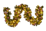 Christmas Garland with Lights 274cm with Pink & Silver Baubles 112_HZBG1