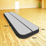 4m x 2m Air Track Gymnastics Mat Tumbling Exercise - Grey Black IFM-0402-GYBK