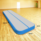 4m x 2m Air Track Gymnastics Mat Tumbling Exercise - Grey Blue IFM-0402-GYBU