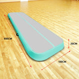 8m x 1m Air Track Inflatable Gymnastics Mat Tumbling - Grey Green IFM-0801-GYGN