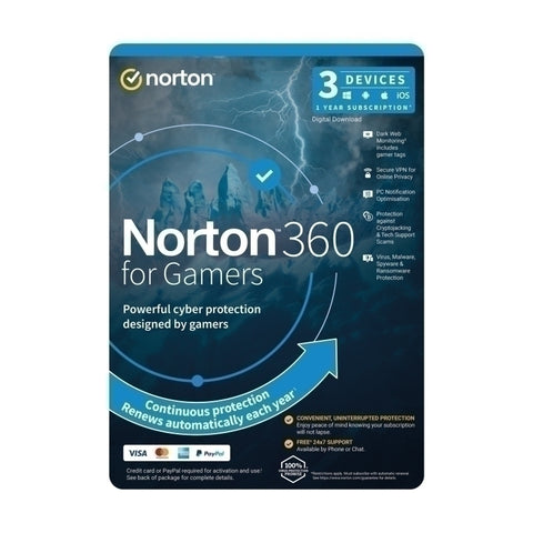 Norton 360 Gamer 1U 3D 1 Yr NORT360GAMER1U3D