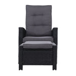 Gardeon Recliner Chair Sun lounge Wicker Lounger Outdoor Patio Furniture Adjustable Black ODF-RECLINER-CHOTM-BK