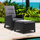 Gardeon Recliner Chair Sun lounge Wicker Lounger Outdoor Patio Furniture Adjustable Black ODF-RECLINER-CHOTM-BK