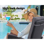 Gardeon Recliner Chair Sun lounge Wicker Lounger Outdoor Patio Furniture Adjustable Black ODF-RECLINER-CHOTM-BK