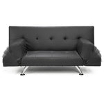 Sarantino 3 Seater Faux Leather Sofa Bed Lounge - Grey SOFA-6102-PVC-GRY