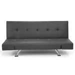 Sarantino 3 Seater Faux Leather Sofa Bed Lounge - Grey SOFA-6102-PVC-GRY