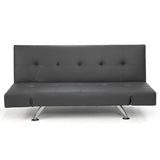 Sarantino 3 Seater Faux Leather Sofa Bed Lounge - Grey SOFA-6102-PVC-GRY