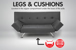 Sarantino 3 Seater Faux Leather Sofa Bed Lounge - Grey SOFA-6102-PVC-GRY