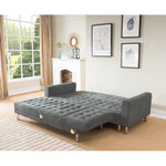 Sarantino Faux Velvet Corner Wooden Sofa Bed Couch with Chaise - Grey SOFA-TM-BLL-GRY