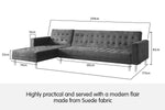 Sarantino Faux Velvet Corner Wooden Sofa Bed Couch with Chaise - Grey SOFA-TM-BLL-GRY