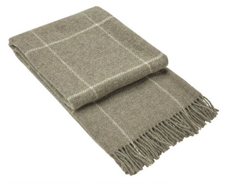 Brighton Throw - 100% NZ Wool - Beige Striped V164-BR15