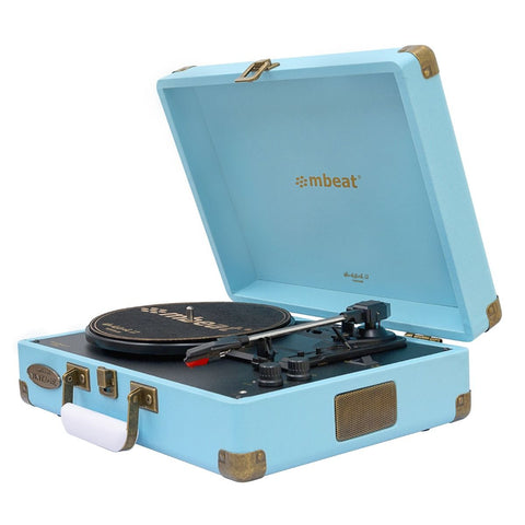 mbeat Woodstock II Sky Blue Retro Bluetooth Turntable V186-MB-TR96BLU
