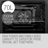 EuroChef 60cm Stainless Built-in 70L Grill 8 Function Fan Forced Electric Wall Oven V219-COKOVNEUCA78B