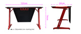 OVERDRIVE Gaming Desk 120cm Computer Black PC Red LED Lights Carbon Fiber Look V219-FURGAMOVDAD31