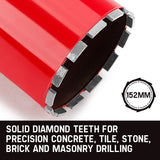 Baumr-AG Diamond Core Drill Bit 152mm Concrete Wet Dry Tile Stone Brick Marble 1-1/4 UNC V219-TOLBITBMRA152
