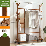 Portable Coat Stand Rack Clothes Hat Garment Hanger Hook with Shelf Bamboo 9 Hook with Rack V255-0503-02