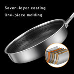 Stainless Steel Frying Pan Non-Stick Cooking Frypan Cookware 28cm Honeycomb Single Sided V255-304-28CM-PAN-LID