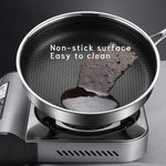 Stainless Steel Frying Pan Non-Stick Cooking Frypan Cookware 28cm Honeycomb Single Sided V255-304-28CM-PAN-LID