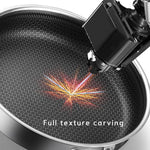 Stainless Steel Frying Pan Non-Stick Cooking Frypan Cookware 28cm Honeycomb Single Sided V255-304-28CM-PAN-LID