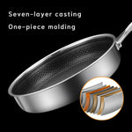 304 Stainless Steel Frying Pan Non-Stick Cooking Frypan Cookware 28cm Honeycomb Single Sided without V255-304-28CM-PAN