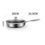 Stainless Steel Frying Pan Non-Stick Cooking Frypan Cookware 30cm Honeycomb Single Sided V255-304-30CM-PAN-LID