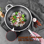 304 Stainless Steel 34cm Non-Stick Stir Fry Cooking Kitchen Wok Pan with Lid Honeycomb Double Sided V255-304-WOK-34-LID