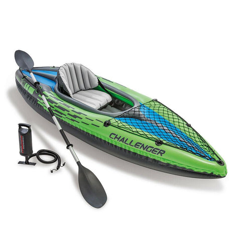 Intex Sports Challenger K1 Inflatable Kayak 1 Seat Floating Boat Oars River Lake 68305NP V255-68305NP