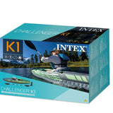 Intex Sports Challenger K1 Inflatable Kayak 1 Seat Floating Boat Oars River Lake 68305NP V255-68305NP