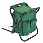 Portable Folding Backpack Chair Camping Stool Cooler Bag Rucksack Beach Fishing 150kg load Green V255-BACKPACKCHAIR-GR