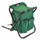 Portable Folding Backpack Chair Camping Stool Cooler Bag Rucksack Beach Fishing 150kg load Green V255-BACKPACKCHAIR-GR