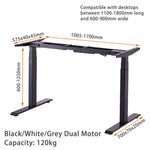 Standing Desk Height Adjustable Sit Stand Motorised Dual Motors Frame Grey Only V255-FRAME-DMG