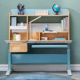 Solid Rubber Wood Height Adjustable Children Kids Ergonomic Blue Study Desk Only 120cm AU V255-XJM017-BLUE
