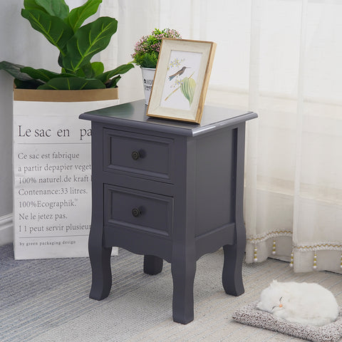 French Bedside Table Nightstand Grey Set of 2 V264-TAB-712C-LGR-2PC-1