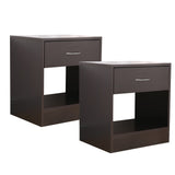 Dandi Bedside Table Nightstand with Drawer Set of 2 Brown V264-TAB-714C-BRN-2PC-1