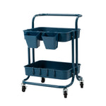 Trolley Cart Storage Utility Rack Shelf Organiser Swivel Kitchen 2 Tier BLUE V274-HA-GO36-TC-2BL