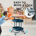 Trolley Cart Storage Utility Rack Shelf Organiser Swivel Kitchen 2 Tier BLUE V274-HA-GO36-TC-2BL