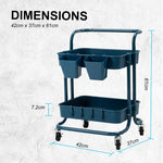 Trolley Cart Storage Utility Rack Shelf Organiser Swivel Kitchen 2 Tier BLUE V274-HA-GO36-TC-2BL