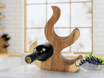 Wine Rack Carved Wood 3 bottle Wine Storage-Acacia Wood handcrafted V277-LAYA3BOTTLERACK