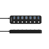 Simplecom CH375PS Aluminium 7 Port USB 3.0 Hub with Individual Switches and Power Adapter V28-CH375PS