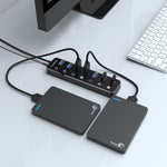 Simplecom CH375PS Aluminium 7 Port USB 3.0 Hub with Individual Switches and Power Adapter V28-CH375PS