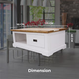 Orville Coffee Table 120cm 1 Drawer Solid Acacia Timber Wood - Multi Color V315-VTDO-016