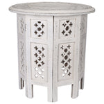 Scilla Rubber Wood Timber Round 45cm Side Table - White V315-WOTB-002-A