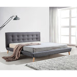 King Linen Fabric Deluxe Bed Frame Grey V63-819193