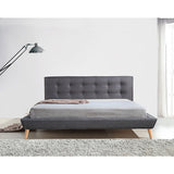 King Linen Fabric Deluxe Bed Frame Grey V63-819193